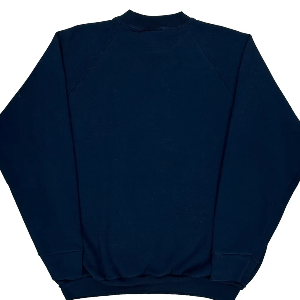 90S Blank Fruit Of The Loom Sweatshirt - XL Navy Cotton Blend - Image 6