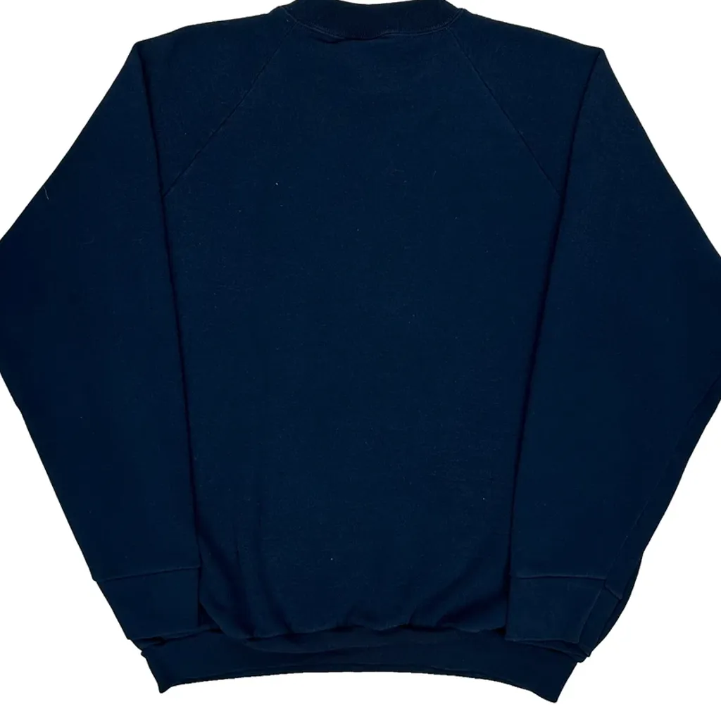 90S Blank Fruit Of The Loom Sweatshirt - XL Navy Cotton Blend - Image 7