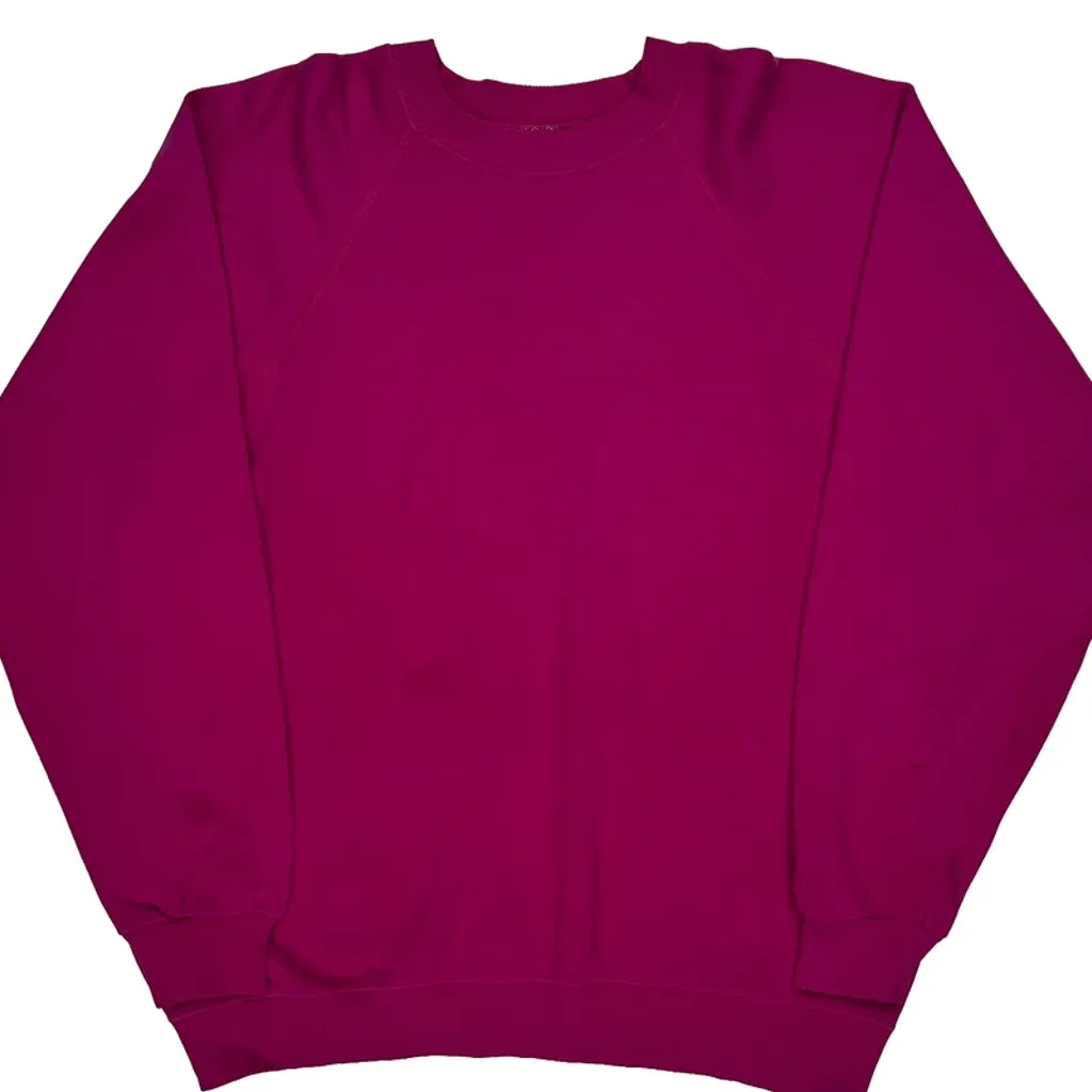 90S Blank Hanes Sweatshirt - Large Purple Cotton Blend - Image 4