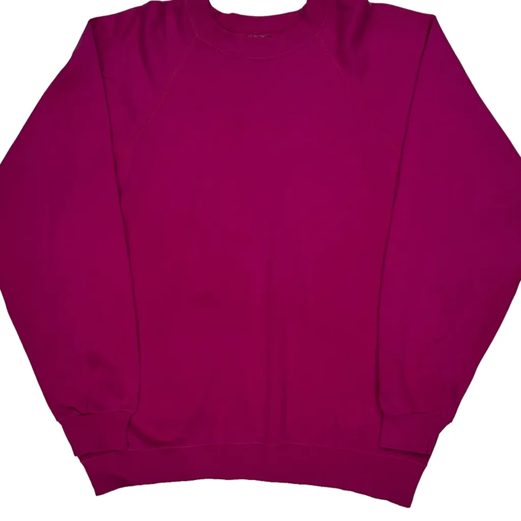 90S Blank Hanes Sweatshirt - Large Purple Cotton Blend - Image 5