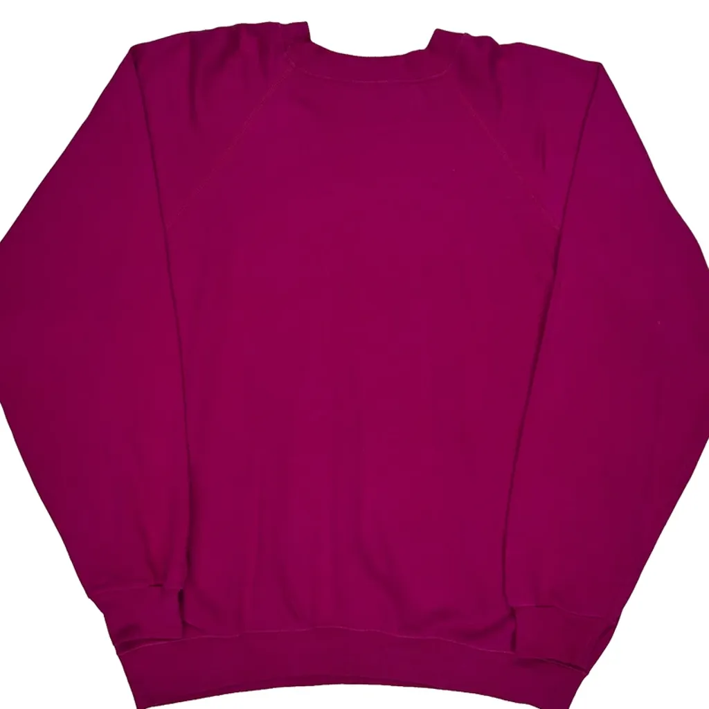 90S Blank Hanes Sweatshirt - Large Purple Cotton Blend - Image 7