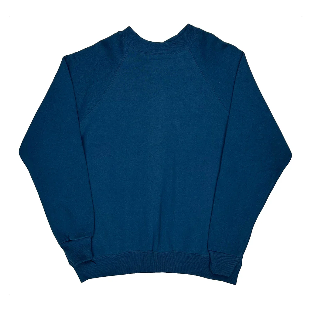 90S Blank Hanes Sweatshirt - Medium Blue Cotton Blend