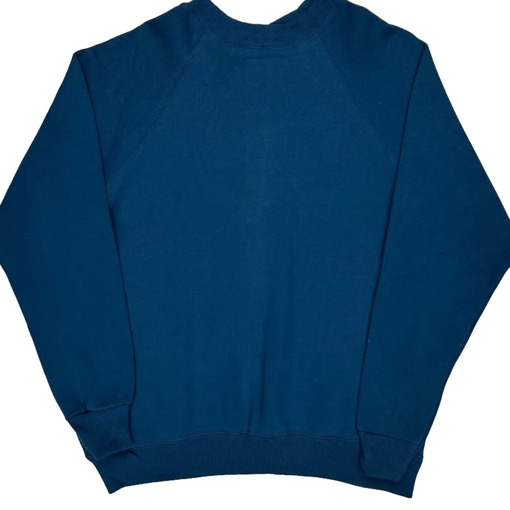 90S Blank Hanes Sweatshirt - Medium Blue Cotton Blend - Image 4