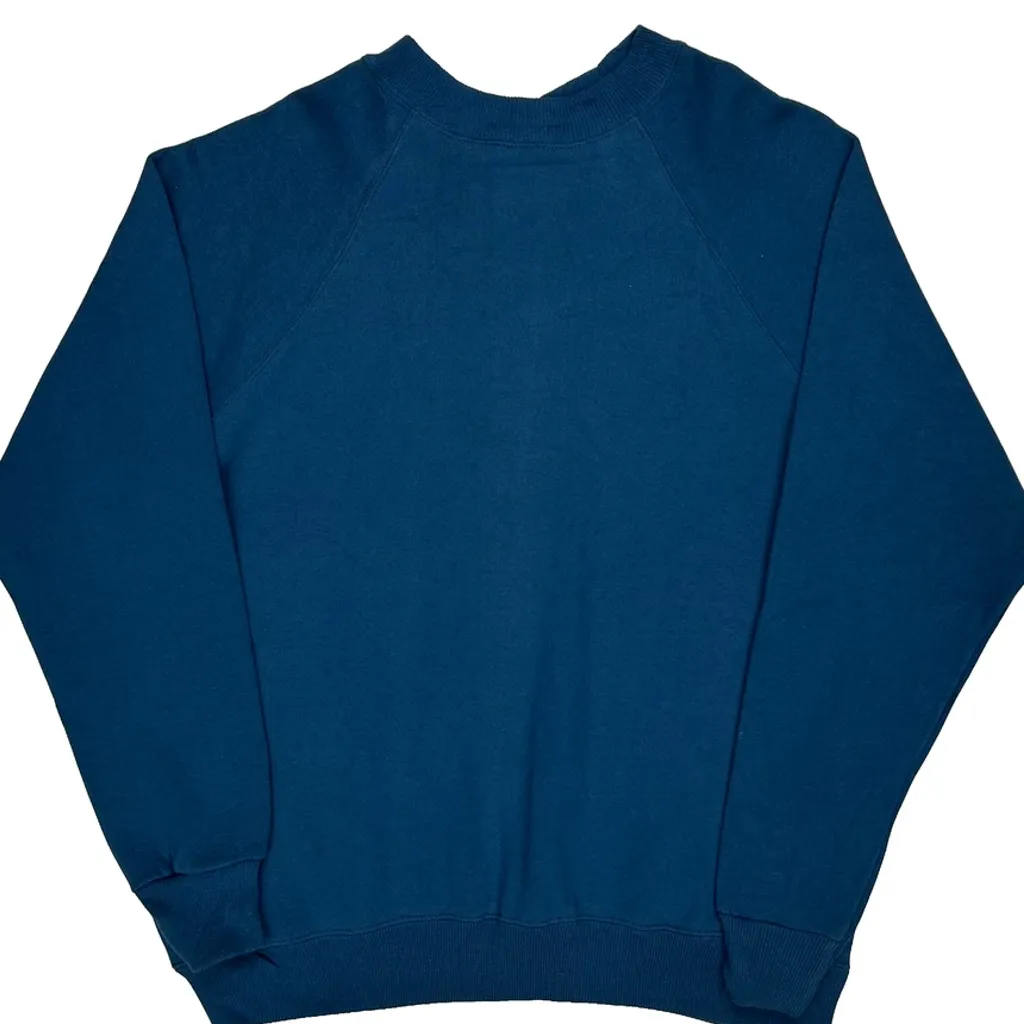 90S Blank Hanes Sweatshirt - Medium Blue Cotton Blend - Image 5