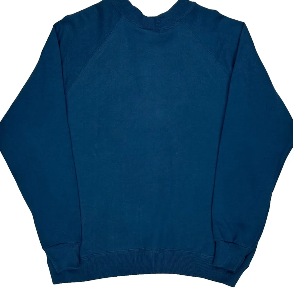 90S Blank Hanes Sweatshirt - Medium Blue Cotton Blend - Image 6
