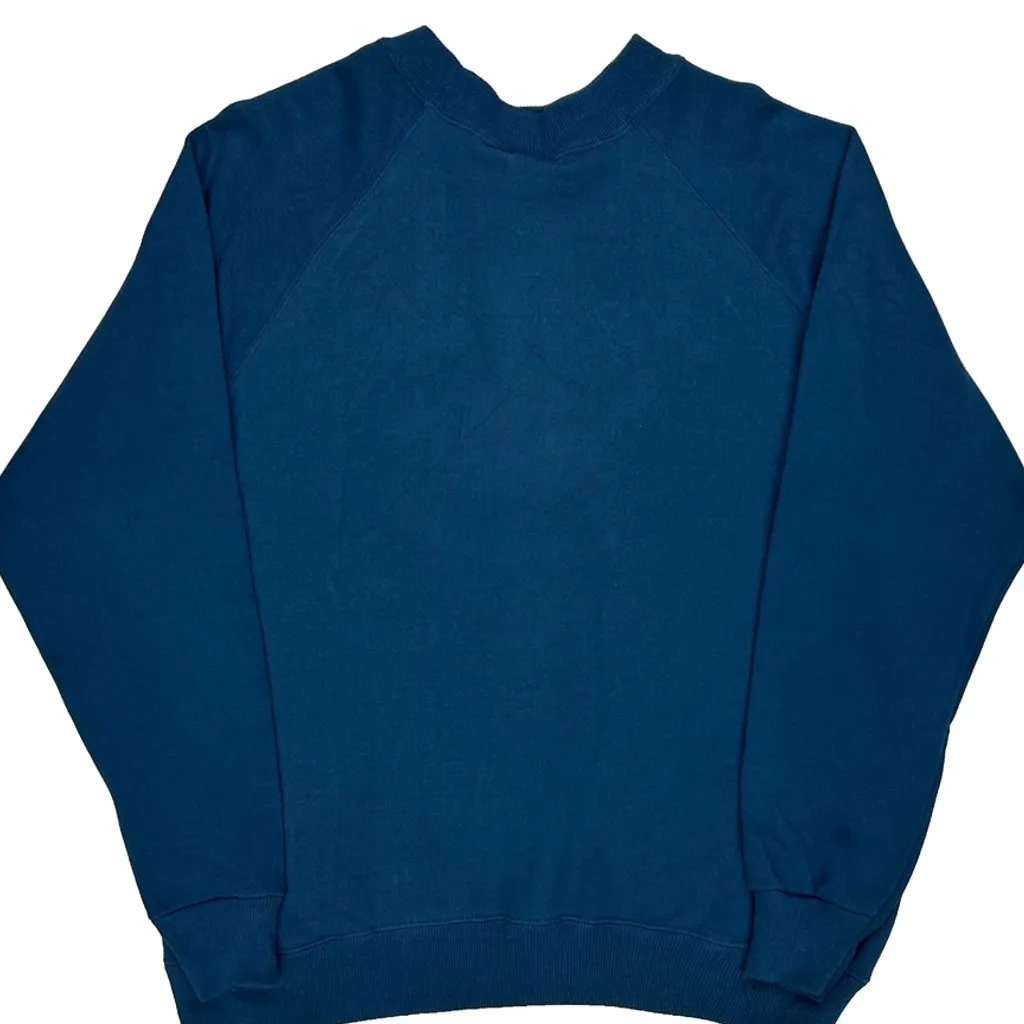 90S Blank Hanes Sweatshirt - Medium Blue Cotton Blend - Image 7