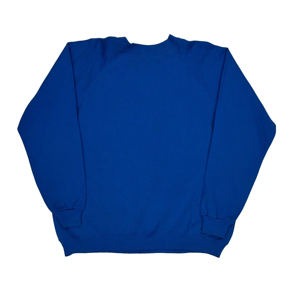 90S Blank Hanes Sweatshirt - XL Blue Cotton Blend