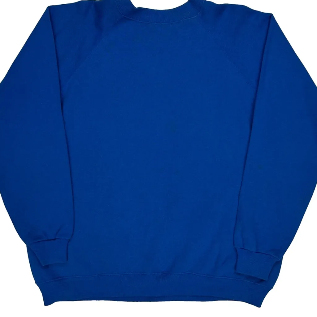 90S Blank Hanes Sweatshirt - XL Blue Cotton Blend - Image 4