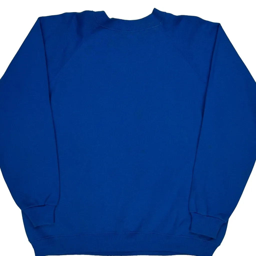 90S Blank Hanes Sweatshirt - XL Blue Cotton Blend - Image 5