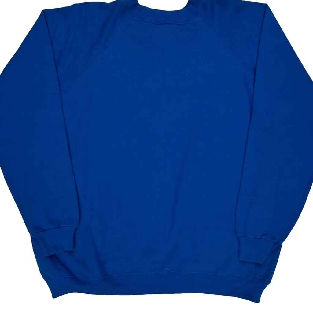 90S Blank Hanes Sweatshirt - XL Blue Cotton Blend - Image 6