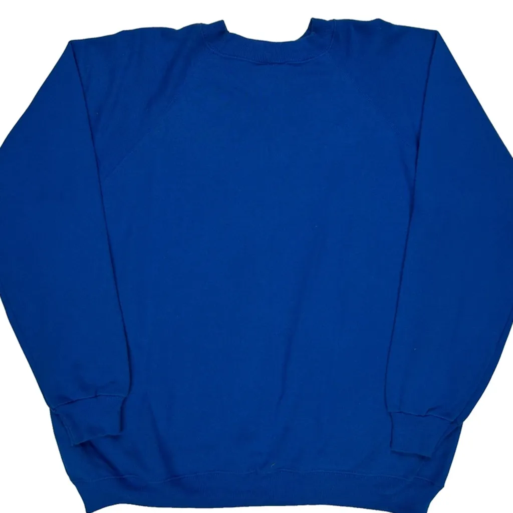 90S Blank Hanes Sweatshirt - XL Blue Cotton Blend - Image 7