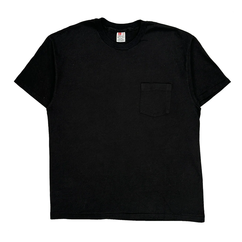 90S Blank Hanes T-Shirt - XL Black Cotton