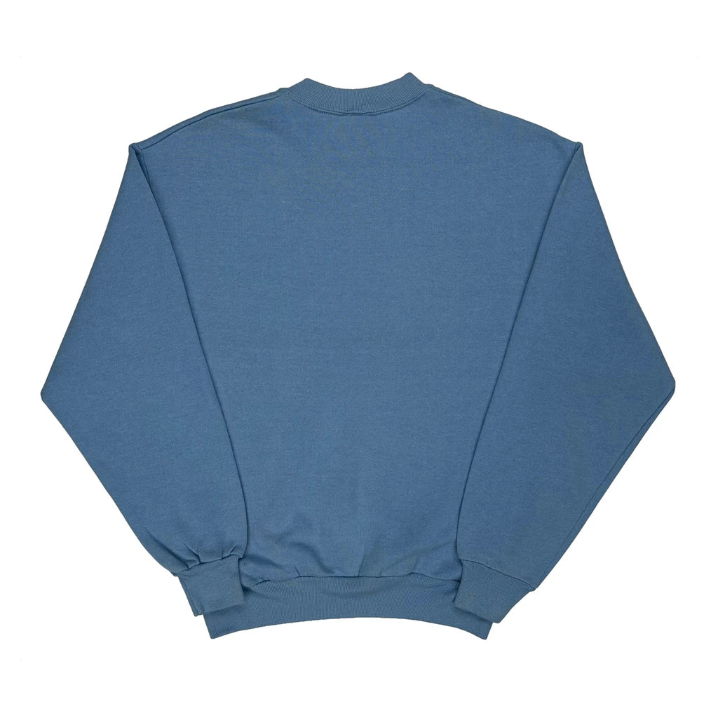 90S Blank Jerzees Sweatshirt - Medium Blue Cotton - Image 2