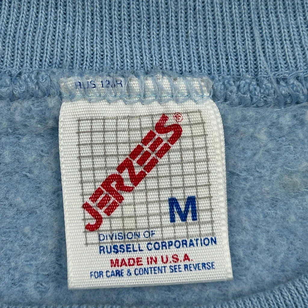 90S Blank Jerzees Sweatshirt - Medium Blue Cotton - Image 3