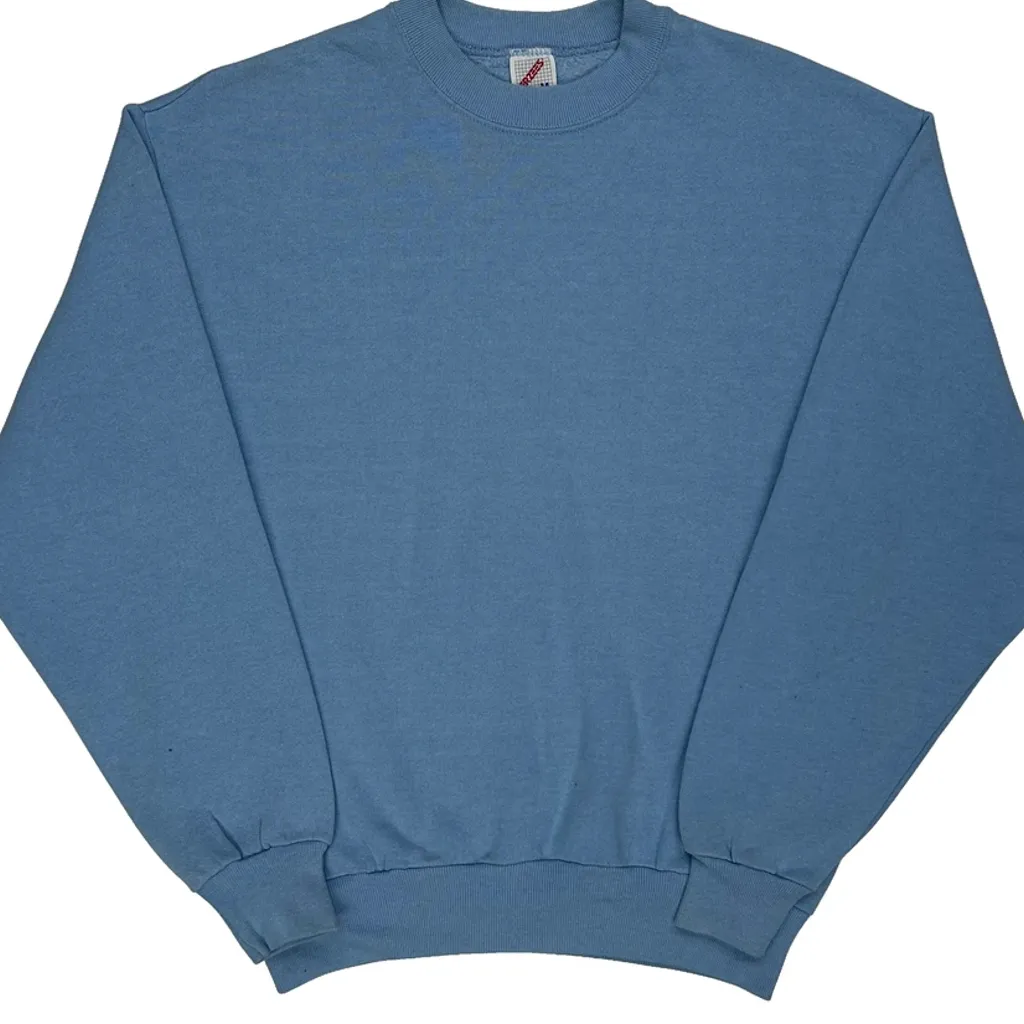 90S Blank Jerzees Sweatshirt - Medium Blue Cotton - Image 4