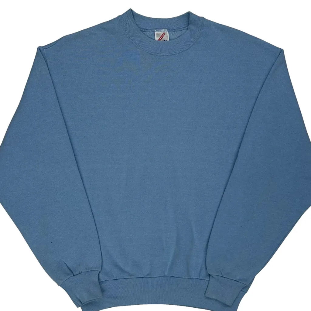 90S Blank Jerzees Sweatshirt - Medium Blue Cotton - Image 5