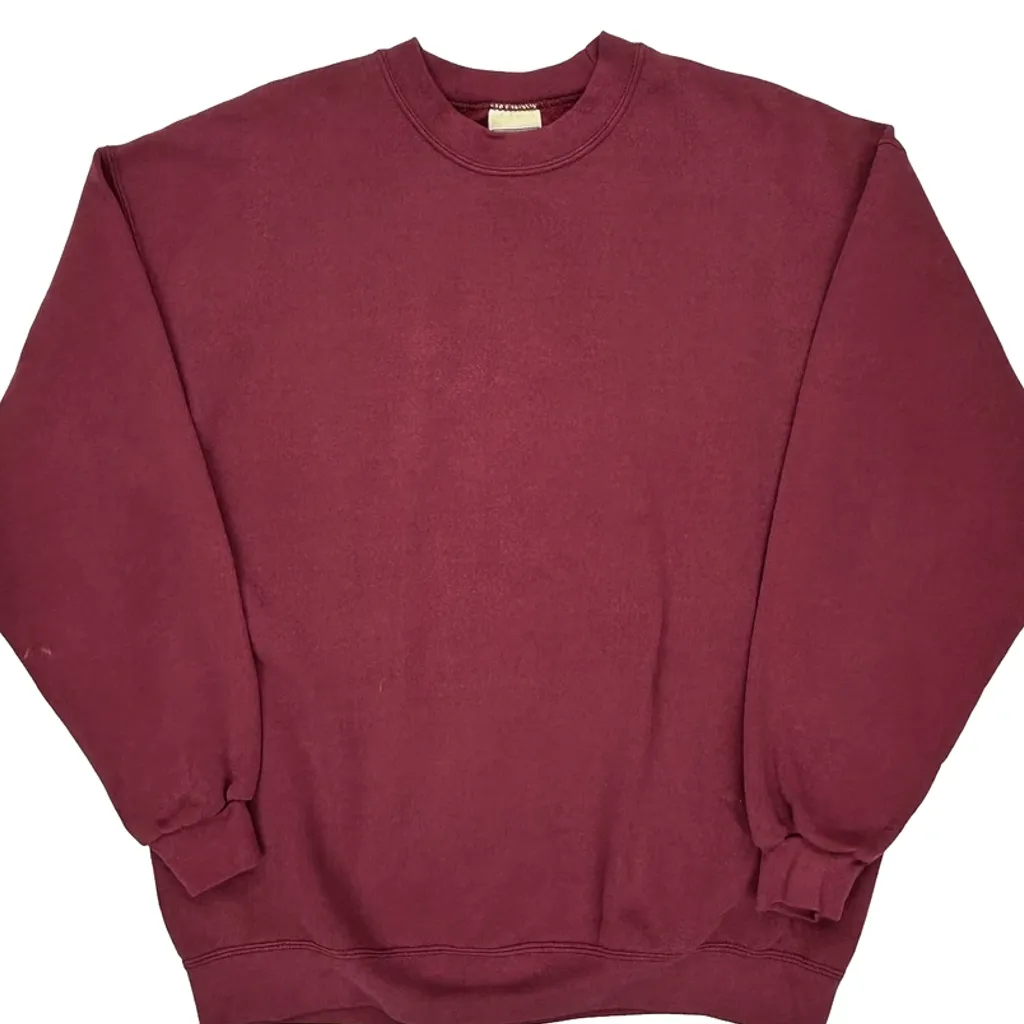 90S Blank Lee Sweatshirt - XL Burgundy Cotton - Image 4