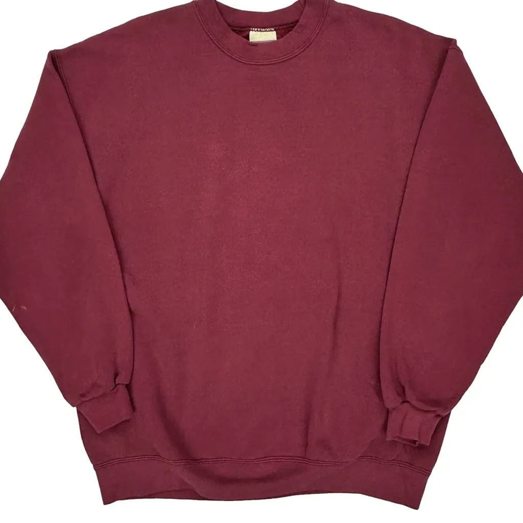 90S Blank Lee Sweatshirt - XL Burgundy Cotton - Image 5