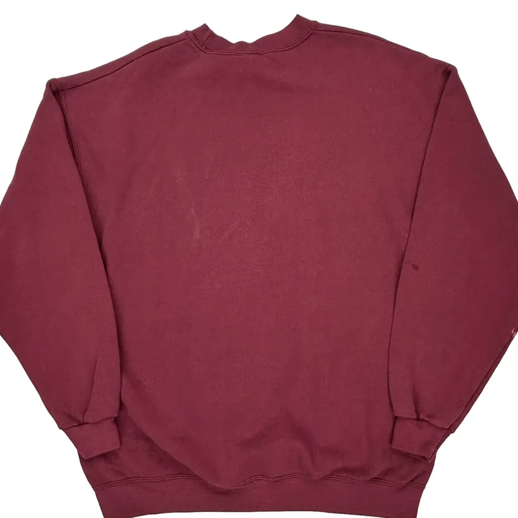 90S Blank Lee Sweatshirt - XL Burgundy Cotton - Image 7
