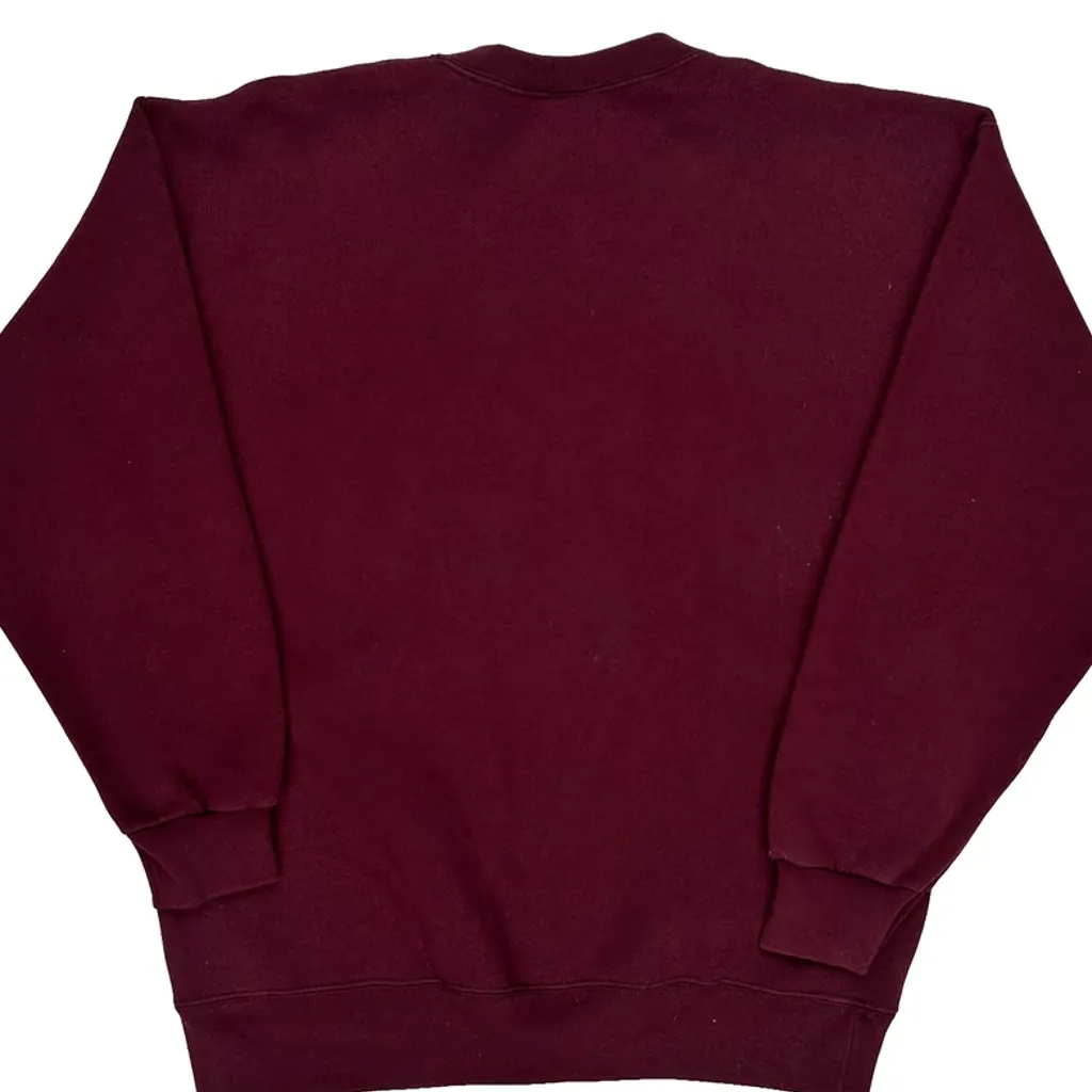 90S Blank Pro Spirit Sweatshirt - Large Burgundy Cotton Blend - Image 7