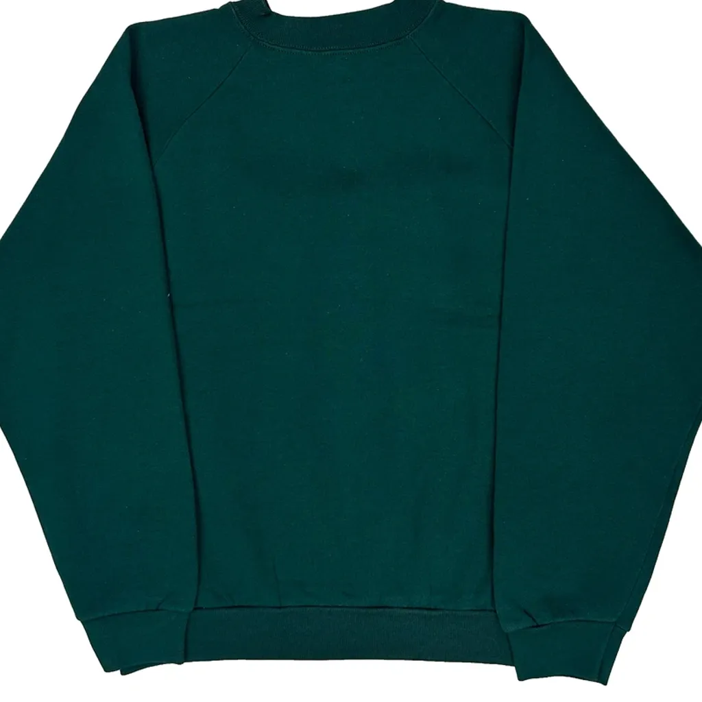 90S Blank Unbranded Sweatshirt - Large Green Cotton - Image 6