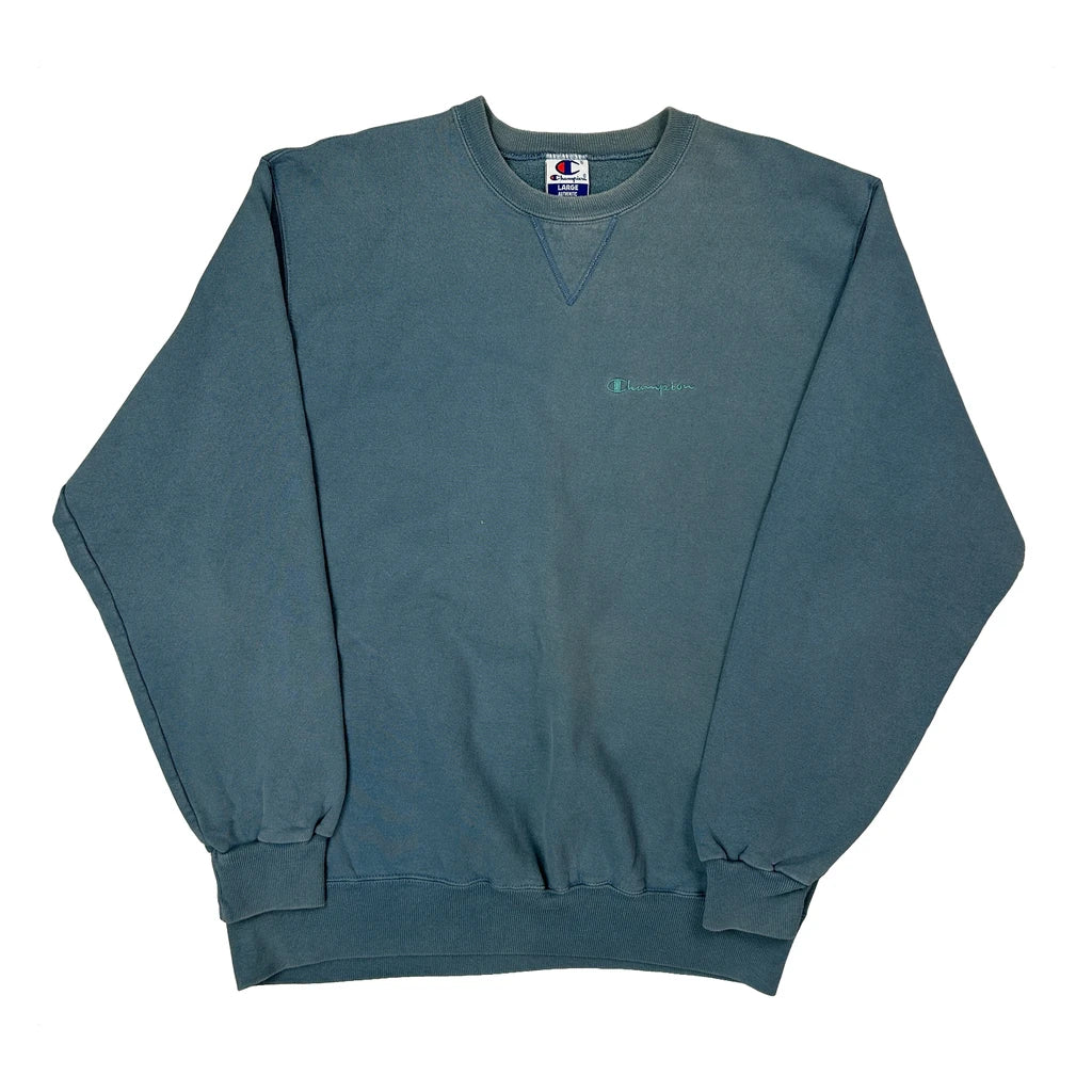 90S Champion Sweatshirt - Large Blue Cotton