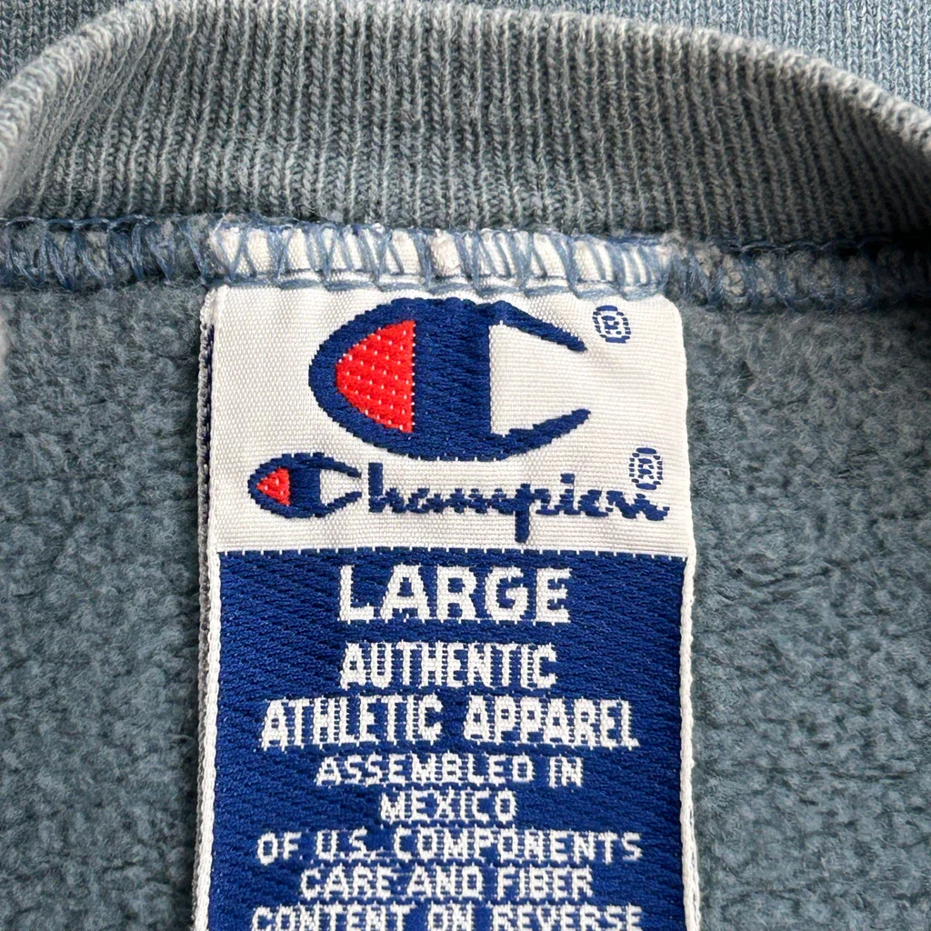 90S Champion Sweatshirt - Large Blue Cotton - Image 3