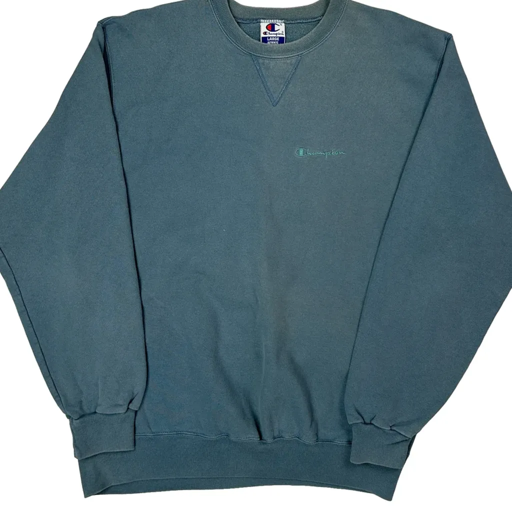 90S Champion Sweatshirt - Large Blue Cotton - Image 4