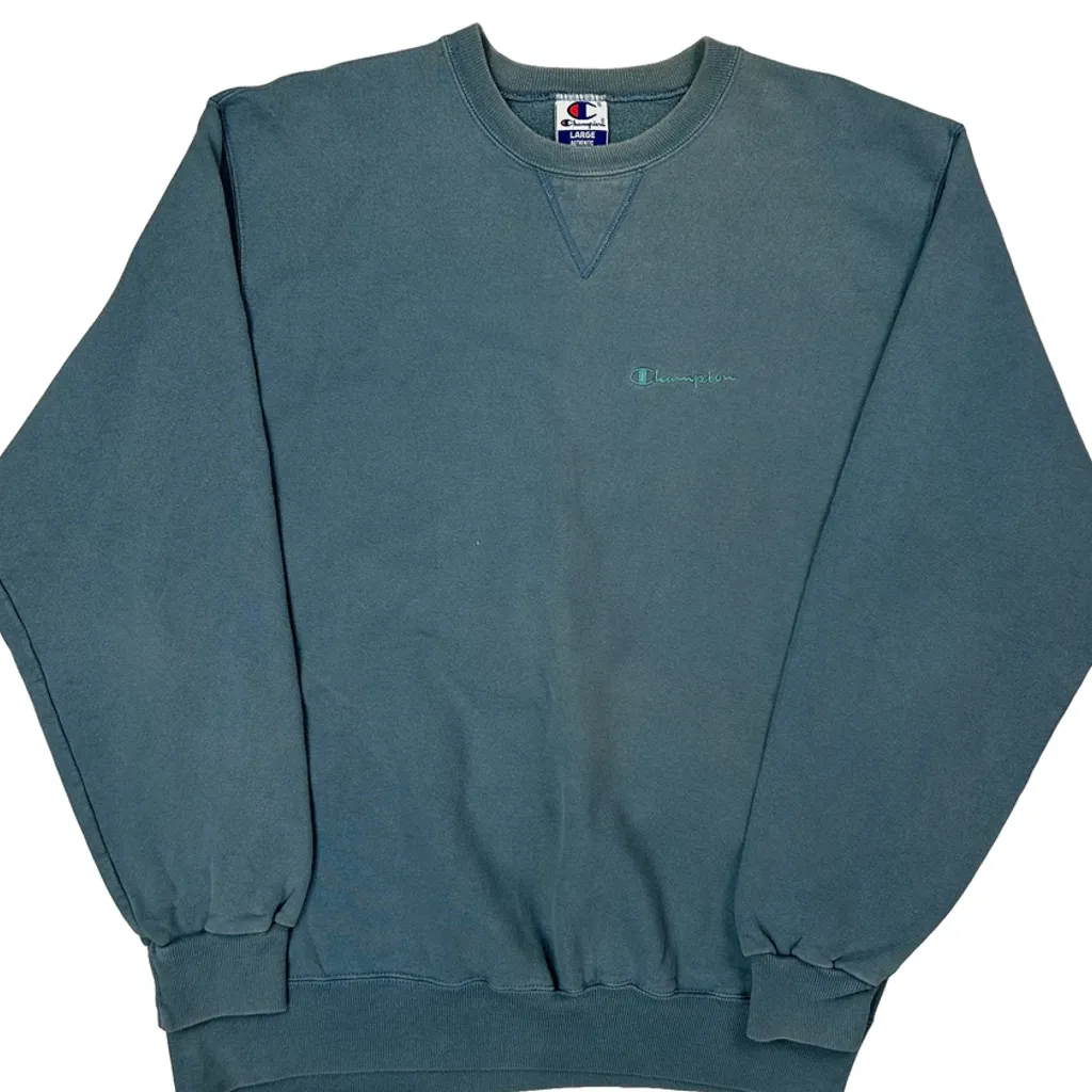 90S Champion Sweatshirt - Large Blue Cotton - Image 5