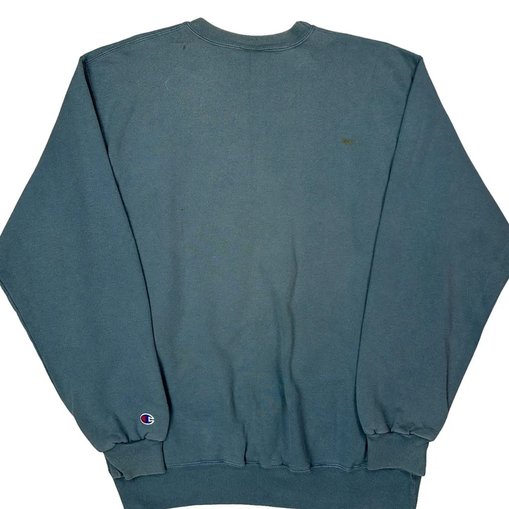 90S Champion Sweatshirt - Large Blue Cotton - Image 6