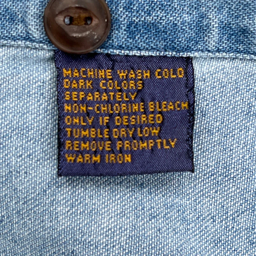 90S Chaps Ralph Lauren Denim Shirt - Medium Blue Cotton - Image 4