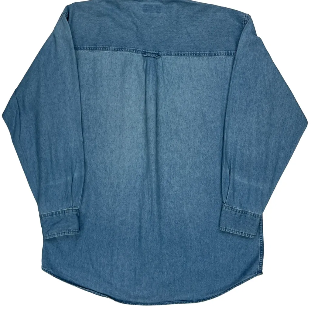 90S Chaps Ralph Lauren Denim Shirt - Medium Blue Cotton - Image 8