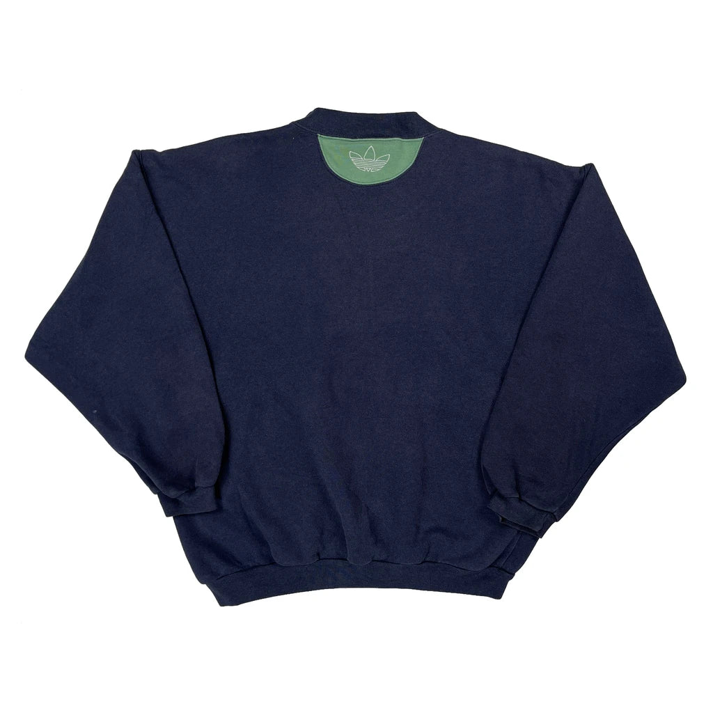 90S Color Block Adidas Two Tone Spellout Sweatshirt - Small Gray Cotton - Image 2