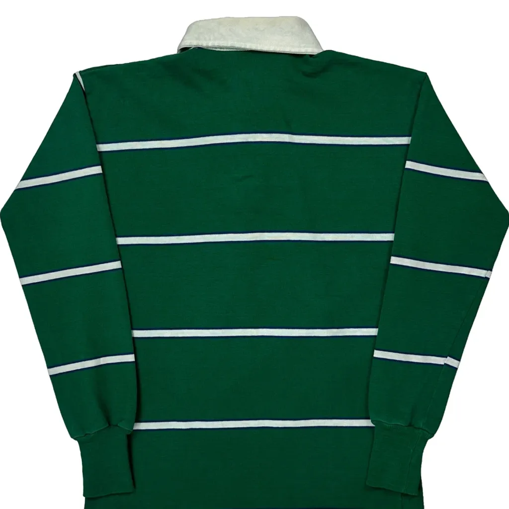 90S Eddie Bauer Striped Rugby Shirt - XS Green Cotton - Image 8