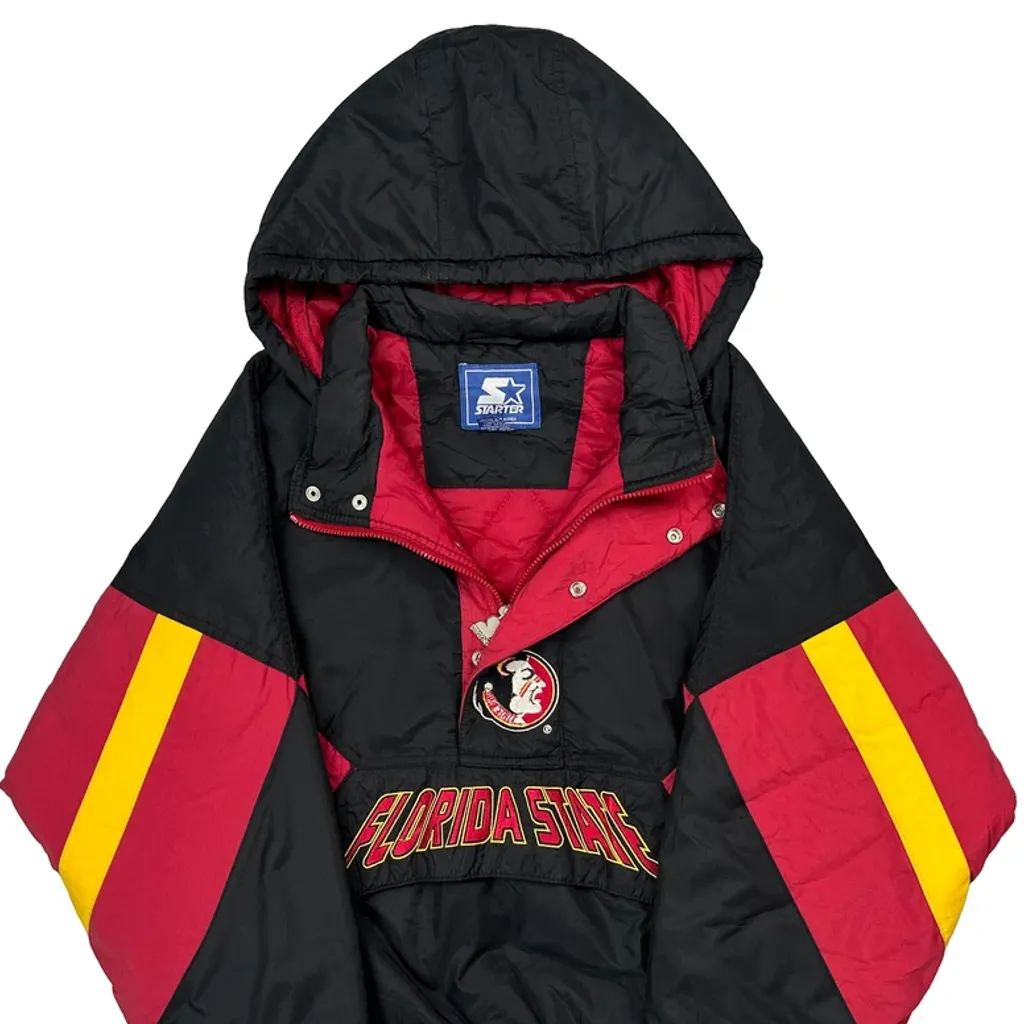 90S Florida State Seminoles Starter College Anorak - Large Black Nylon - Image 4