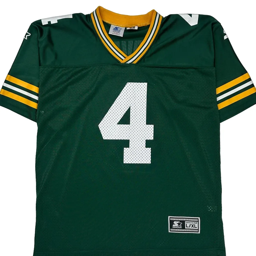 90S Green Bay Packers Starter Favre Nfl Jersey - XL Green Polyester - Image 5
