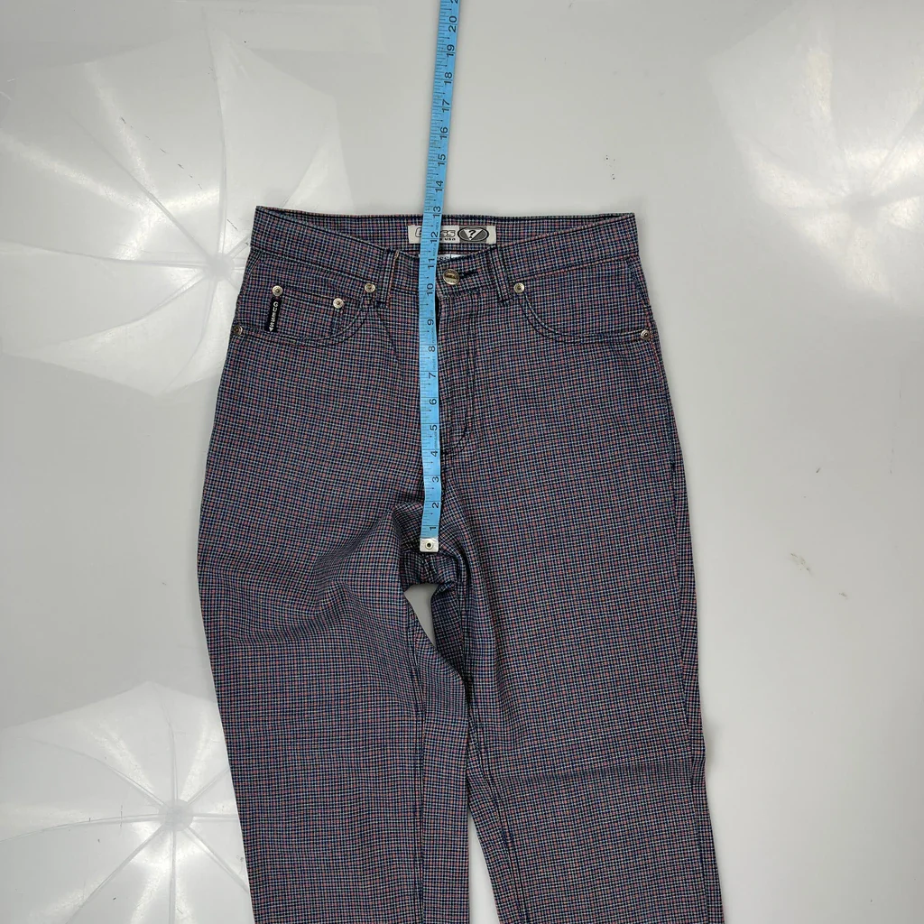 90S Guess Checked Jeans - 28W UK 8 Blue Cotton - Image 4