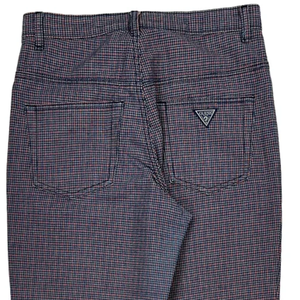 90S Guess Checked Jeans - 28W UK 8 Blue Cotton - Image 7