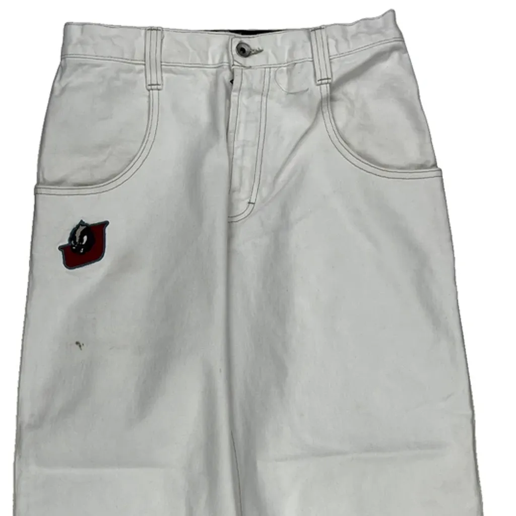 90S Jnco Skunk Baggy Wide Leg Jeans - 28W 29L White Cotton - Image 11