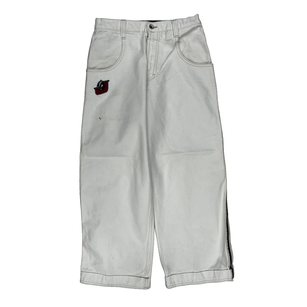 90S Jnco Skunk Baggy Wide Leg Jeans - 28W 29L White Cotton - Image 2