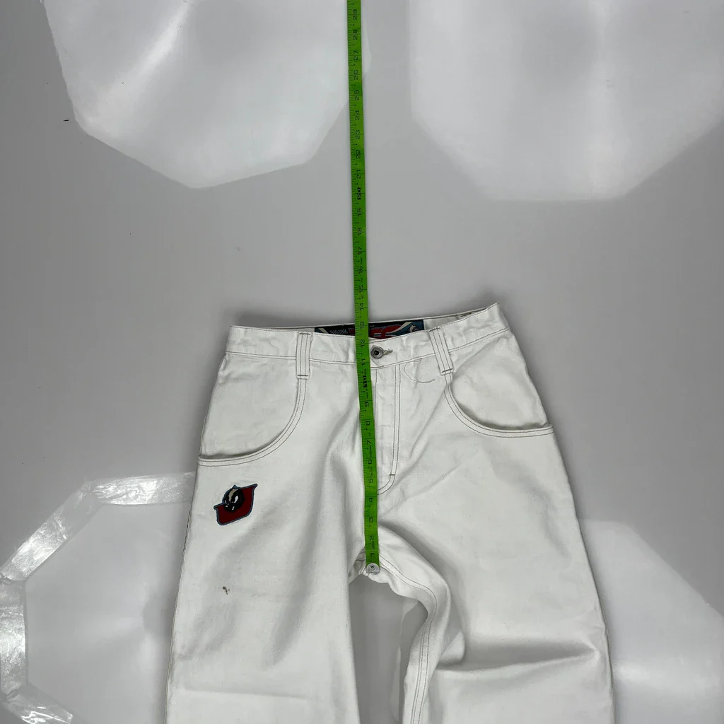 90S Jnco Skunk Baggy Wide Leg Jeans - 28W 29L White Cotton - Image 4