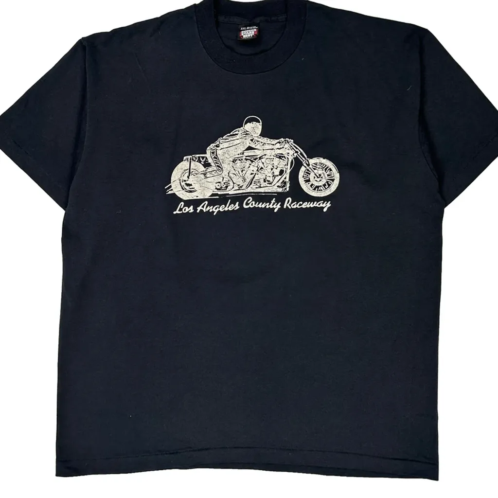 90S La County Raceway Screen Stars Graphic T-Shirt - 2XL Black Cotton Blend - Image 4