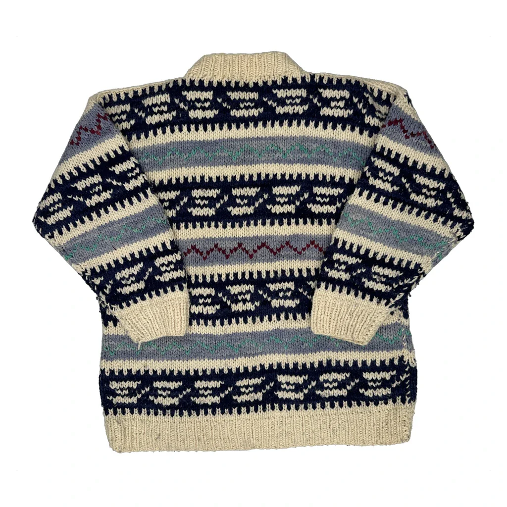 90S La Wear Fair Isle Jumper - XL Cream Wool - Image 2