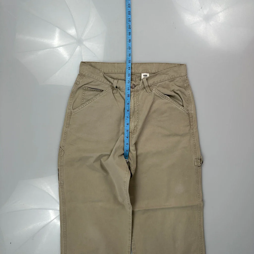 90S Levis Work Carpenter Trousers - 31W 31L Beige Cotton - Image 4