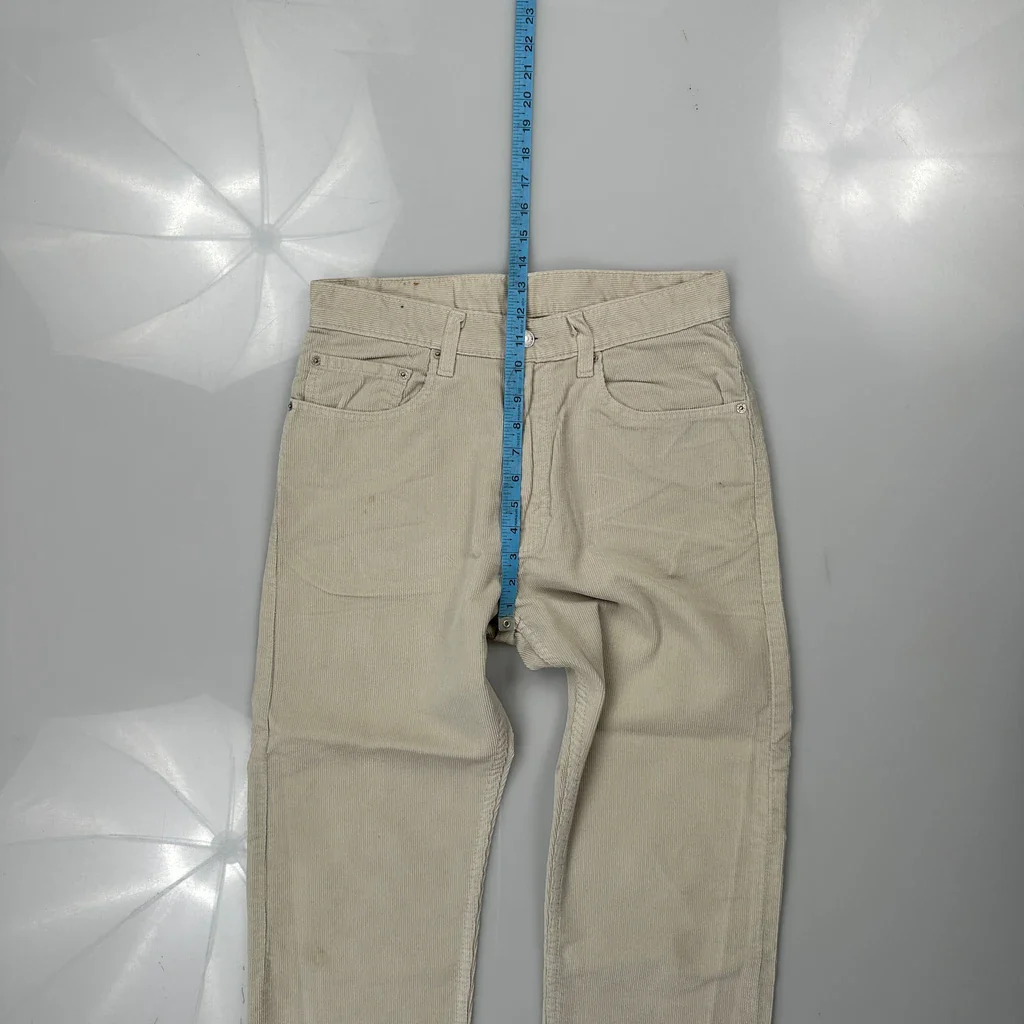90S Levis Cord Trousers - 30″ Waist Beige Cotton Blend - Image 4