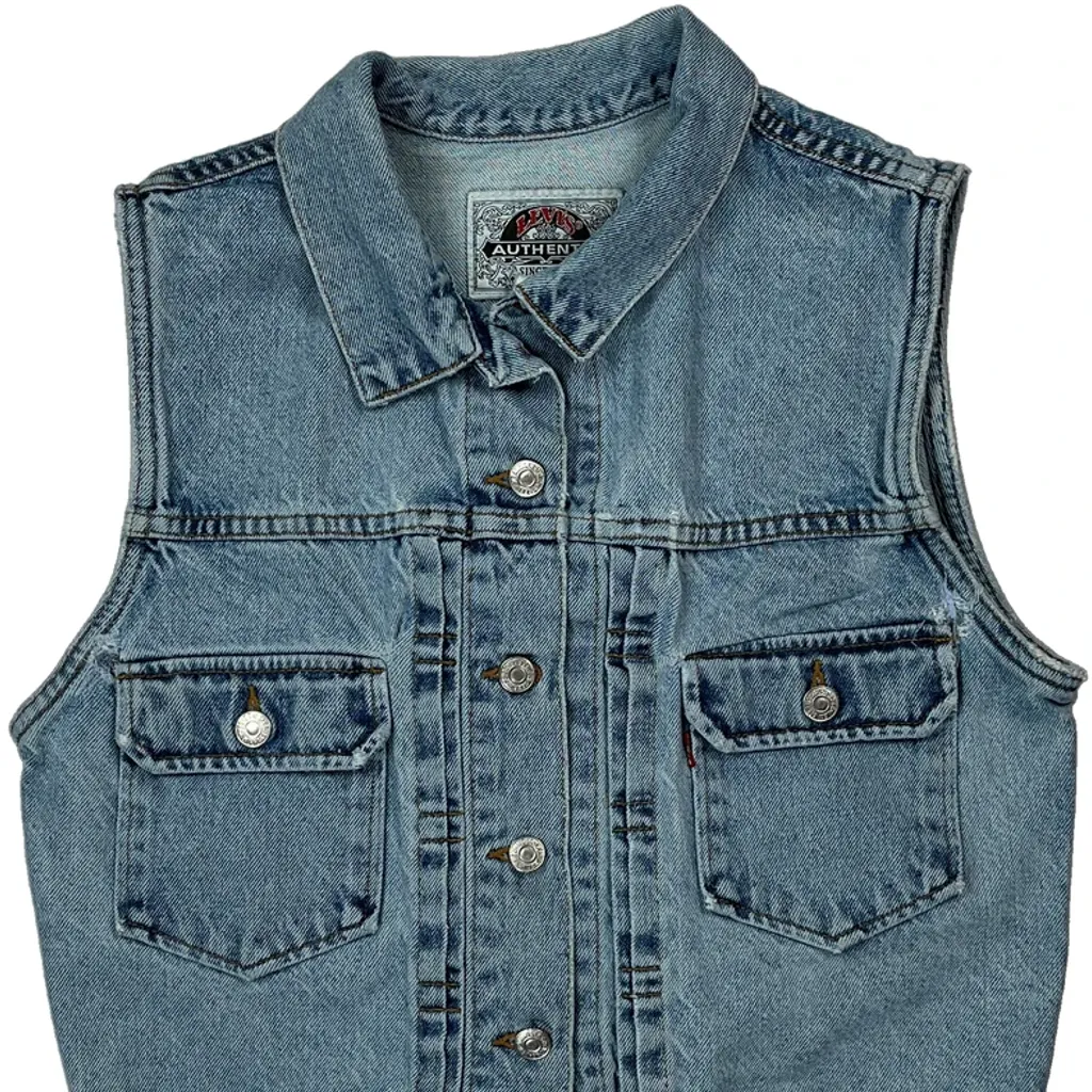 90S Levis Type 2 Denim Gilet - Medium Light Wash Denim - Image 4