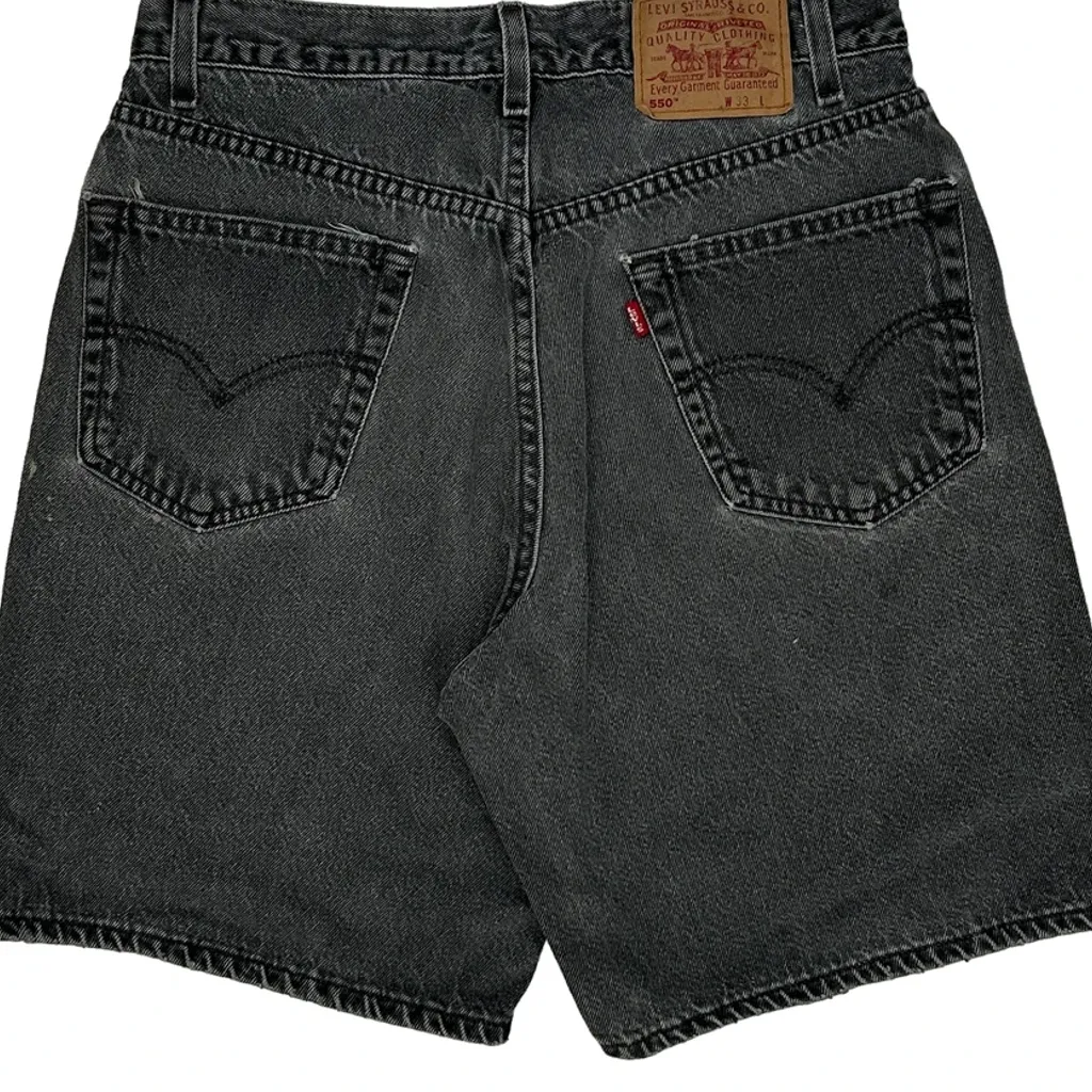 90S Levis 550 Denim Shorts - 29W 8L Grey Cotton - Image 7