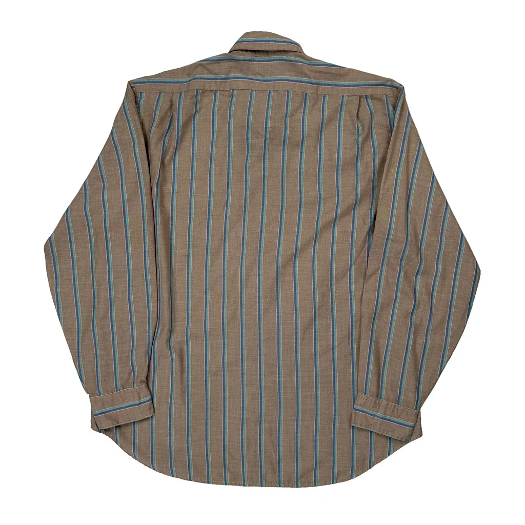 90S Levis Striped Shirt - XL Brown Polyester Blend - Image 2