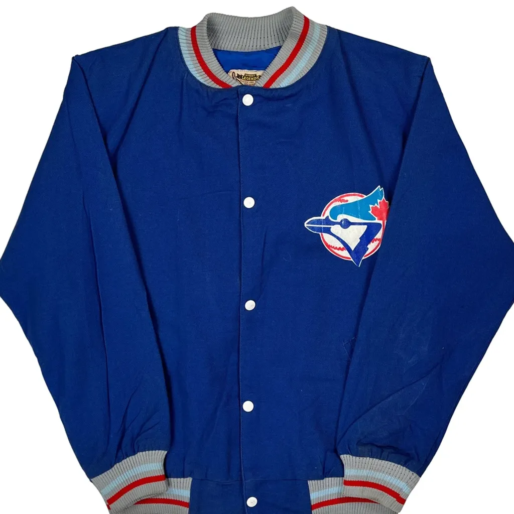 90S Made In USA Blue Jays Street Legends Graphic Varsity Jacket - Large Blue Cotton - Image 5