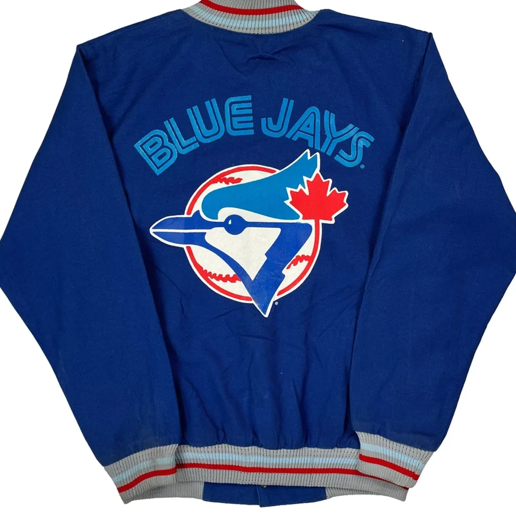 90S Made In USA Blue Jays Street Legends Graphic Varsity Jacket - Large Blue Cotton - Image 6